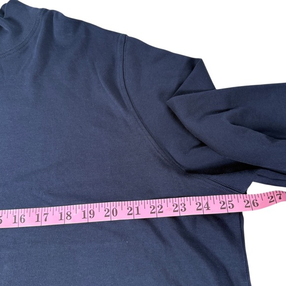 Lands End Women's Plus Size Relaxed Cotton Long Sleeve Mock Turtleneck 2X Navy - Picture 6 of 10